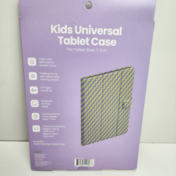 GEMS Kids Universal Purple & Green Swirls Tablet Case Adjustable View Fits 7-11" - Picture 2 of 5